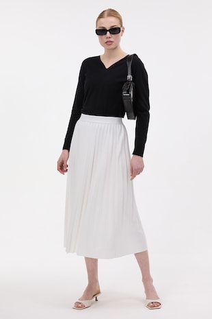 orsay Fusta midi plisata, Alb