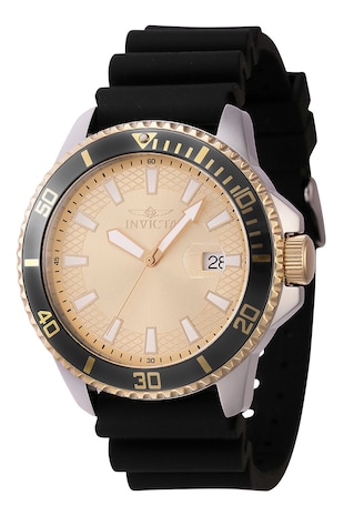 Invicta Ceas quartz cu o curea striata de silicon, Negru