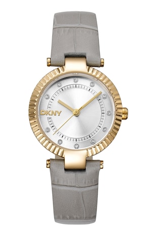 DKNY Ceas quartz de otel inoxidabil, Auriu/Maro taupe