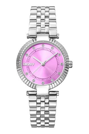 DKNY Ceas de otel inoxidabil cu cristale, Argintiu