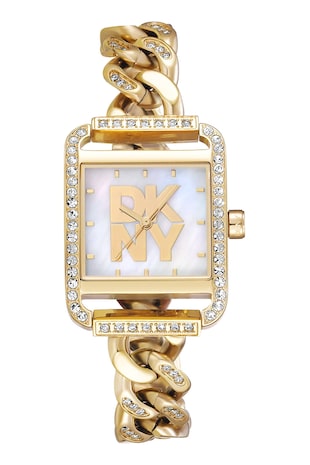 DKNY Ceas analog cu brataracu model lant, Auriu