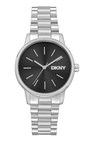 DKNY Ceas de otel inoxidabil cu trei indicatori, Argintiu