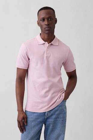 GAP Tricou polo cu logo discret, Roz pastel
