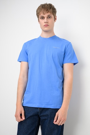 Tommy Jeans Tricou slim fit din bumbac cu logo discret, Albastru deschis/Albastru