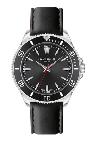 FRANZ BOHLER FRANZ BÖHLER, Ceas quartz cu o curea din piele, Negru