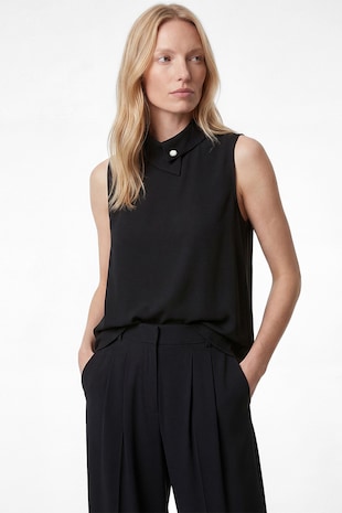KOTON Top uni fara maneci cu guler, Negru