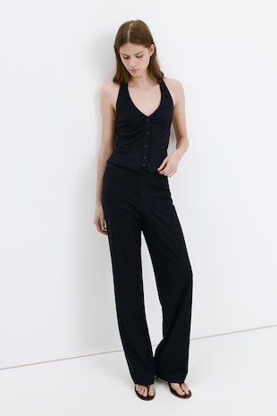 Mango Pantaloni cu croiala ampla, Bleumarin