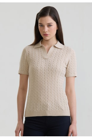 Felix Hardy Tricou polo slim fit cu torsade, Bej inchis