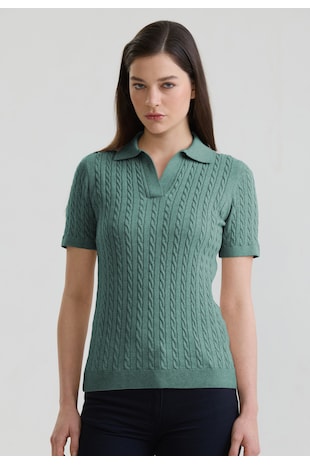 Felix Hardy Tricou polo slim fit cu torsade, Verde sparanghel