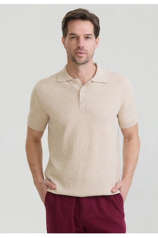 Felix Hardy Tricou polo tricotat, Bej
