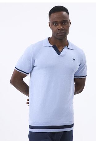 Felix Hardy Tricou polo tricotat fin, Albastru deschis/Bleumarin