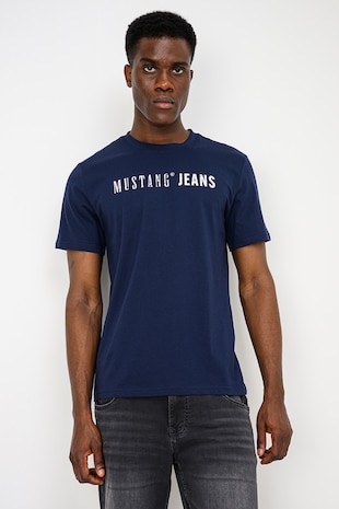 Mustang Tricou cu decolteu la baza gatului Austin, Albastru inchis
