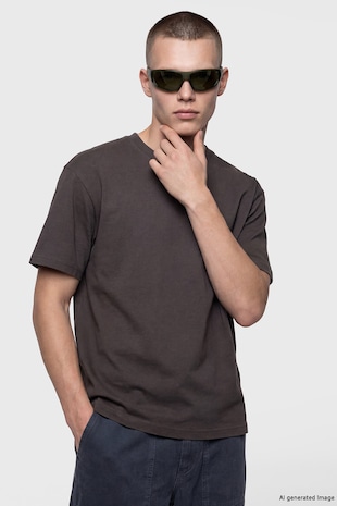 LC WAIKIKI Tricou regular fit uni, Maro inchis