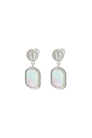 OXETTE Cercei din otel inoxidabil cu Mother of Pearl, Verde pal/Roz/Argintiu