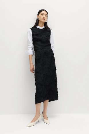 Marks & Spencer Top texturat cu decolteu in V, Negru