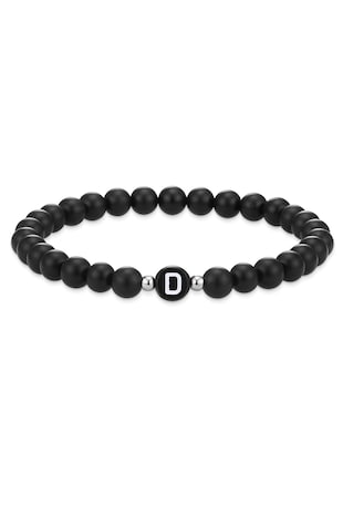 Eastside Bratara unisex cu margele de agat, Negru