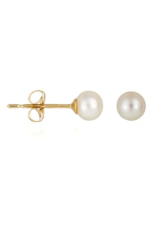 L'Instant D'or Cercei de aur de 9K cu tija decorati cu perle, Alb/Auriu