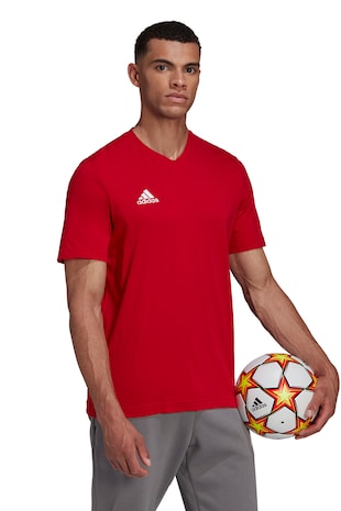 adidas Performance Tricou cu decolteu in V si logo pentru fotbal, Rosu