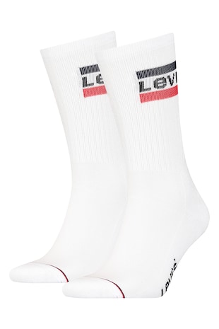 Levi's Set de sosete lungi unisex - 2 perechi, Alb optic