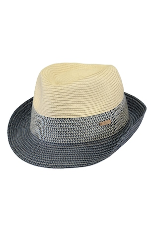 Barts Palarie fedora unisex de paie Patrol, Maro nisip/Bleumarin