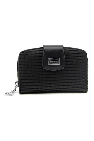 Silver&Polo Portofel cu fermoar si aspect texturat, Negru