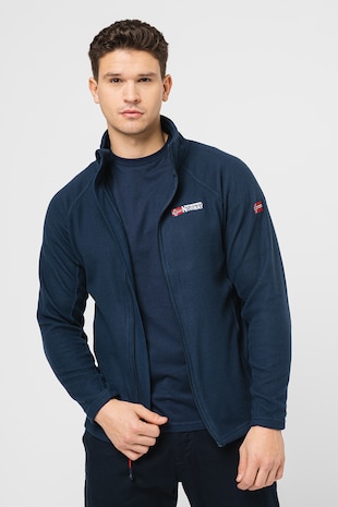 Geographical Norway Bluza sport din fleece cu fermoar si maneci raglanTug, Bleumarin