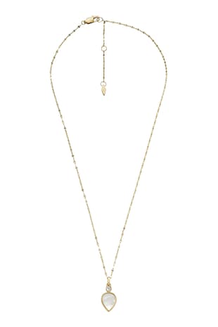 Fossil Colier de otel inoxidabil cu pandantiv Mother of Pearl, Auriu/Transparent