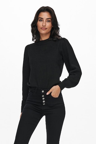 JdY Pulover cu maneci bufante Rue, Negru