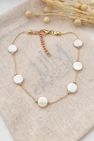 Atelier Miu Bratara ajustabila cu perle sintetice, Alb/Auriu