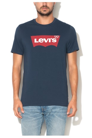 Levi's Tricou bleumarin inchis cu decolteu la baza gatului cu logo, Albastru marin,