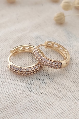 Atelier Miu Cercei rotunzi cu zirconia, Auriu/Transparent