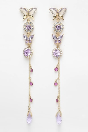 AVANT-GARDE PARIS Cercei drop cu cristale, Auriu/Violet