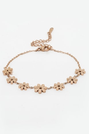 AVANT-GARDE PARIS Bratara cu talismane florale, Auriu rose