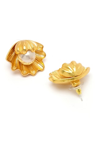 AVANT-GARDE PARIS Cercei in forma de floare placati cu aur de 18K, Alb/Auriu