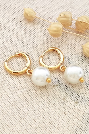 Atelier Miu Cercei rotunzi cu perle sintetice, Auriu