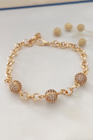 Atelier Miu Bratara cu talismane cu zirconia, Auriu