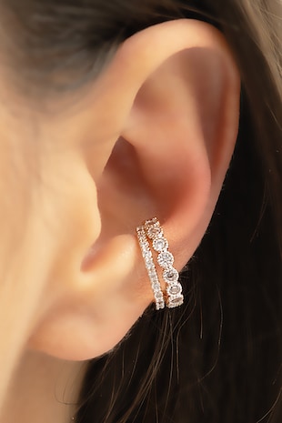 Atelier Miu Cercei cu tija si zirconia, Argintiu
