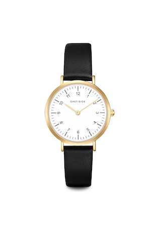 Eastside Ceas quartz cu o curea de piele, Negru
