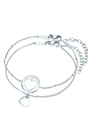 Eastside Set de bratari cu talismane inima - 2 piese, Argintiu