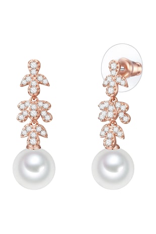 Lulu & Jane Cercei placati cu aur de 14K si decorati cu perle, Auriu rose