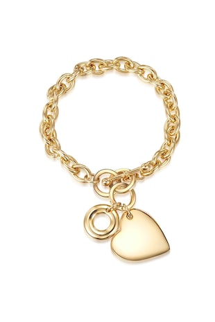 Lulu & Jane Bratara in forma de inima placata cu aur de 14K, Auriu