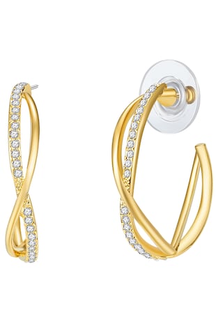 Lulu & Jane Cercei rotunzi placati cu aur de 14K si decorati cu cristale, Auriu