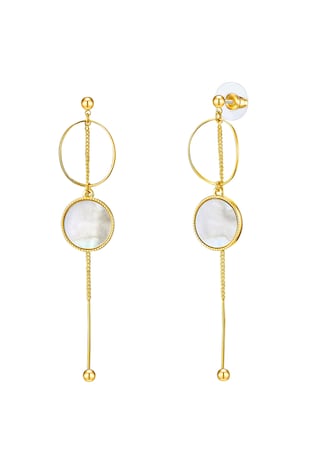 Lulu & Jane Cercei placati cu aur de 14K si decorati cu mother of pearl, Auriu
