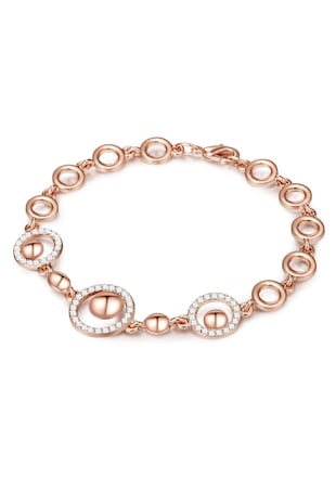 Lulu & Jane Bratara placata cu aur de 14K si decorata cu cristale europene, Auriu rose