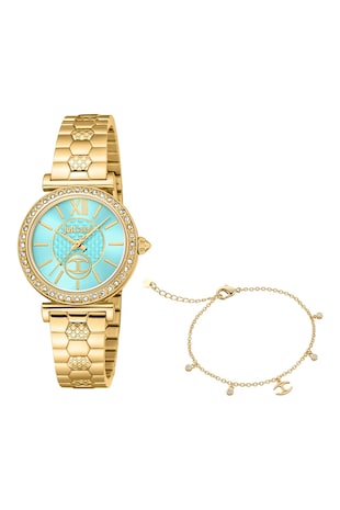 JUST CAVALLI Set de ceas analog cu bratara, Auriu