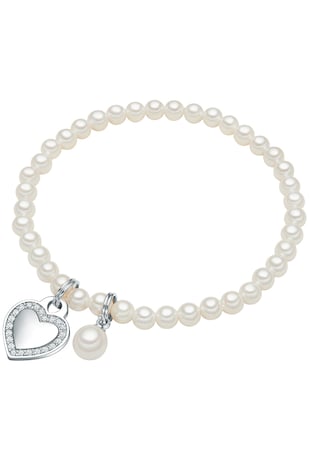 Lulu & Jane Bratara cu perle si zirconia, Alb