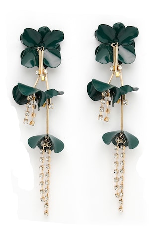 AVANT-GARDE PARIS Cercei drop cu cristale, Verde/Auriu