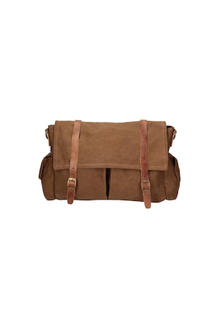 Gave Lux Geanta crossbody unisex cu garnituri de piele, Maro taupe