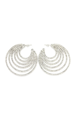 AVANT-GARDE PARIS Cercei semicirculari cu zirconia, Argintiu