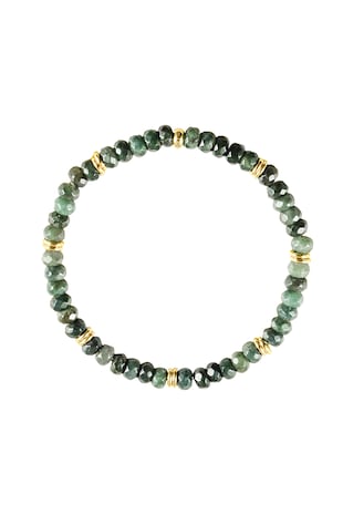 U.S. Polo Assn. Bratara cu margele de agat, Verde/Auriu